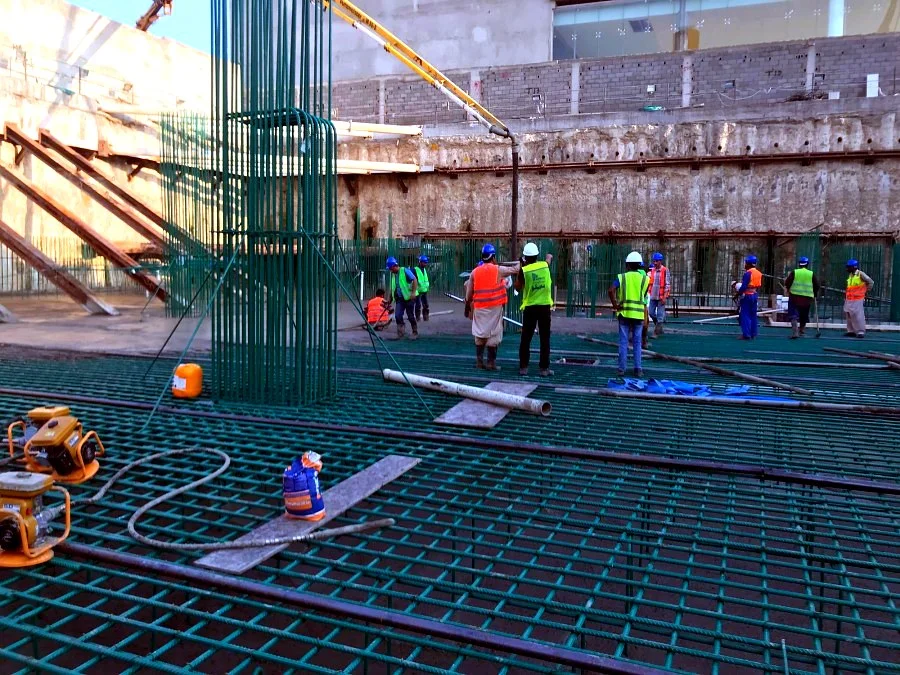 Raft foundation reinforcement at MASIC Commercial and Office Building, Jeddah, Saudi Arabia