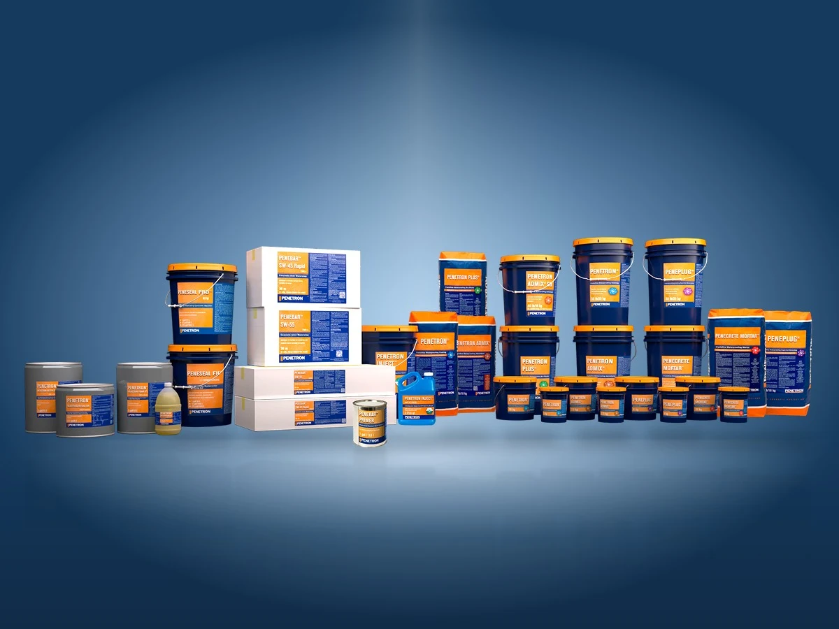Penetron crystalline waterproofing product range, stocked for same day delivery across the GCC